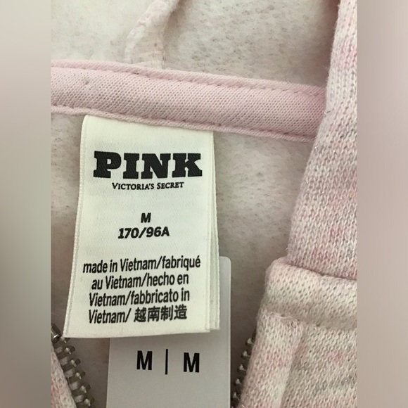 Victoria Secret PINK Hoodie Size M 170/96A Pink Full Zip NWT Glitter - Picture 7 of 14